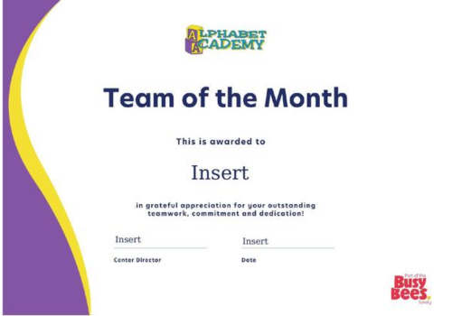 Alphabet Academy TOM Certificate