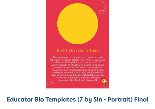 BB Educator Bio Templates (7 by 5in - Portrait) Final