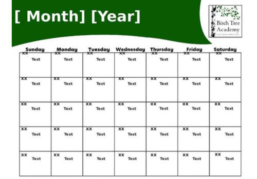 BirchTreeAcademy Empty Calendar Template