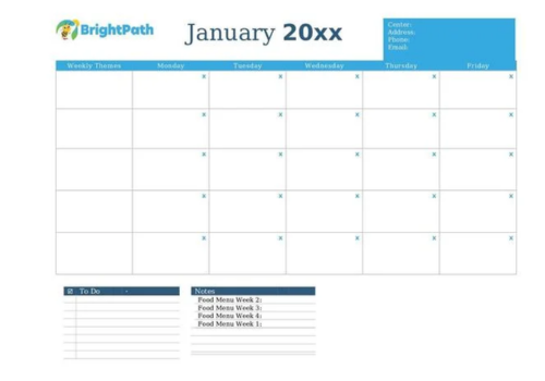 BrightPath (US) BLANK Calendar Template