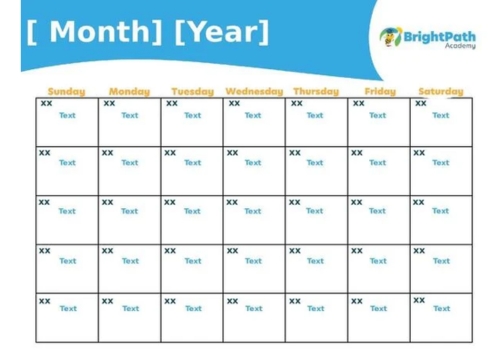 BrightPath Academy Empty Calendar Template
