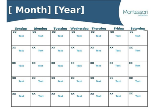 BrightPath Montessori Empty Calendar Template
