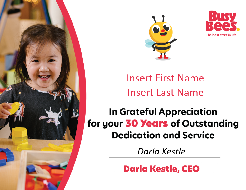 Busy Bees Cert Template_year30