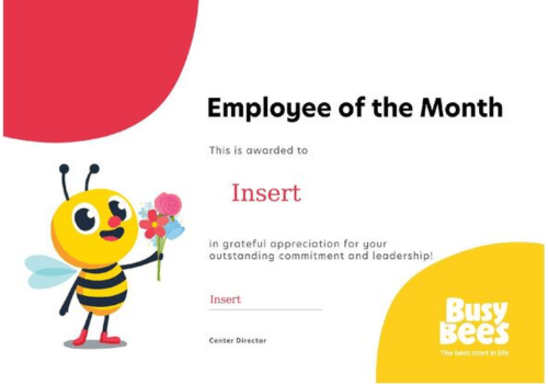 Busy Bees EOM Certificate