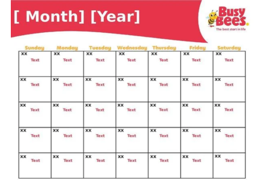 Busy Bees Empty Calendar Template