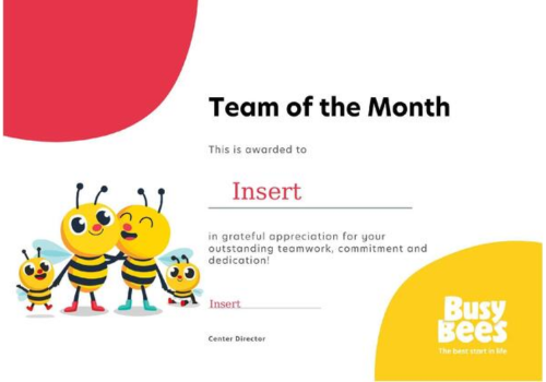 Busy Bees TOM Certificate