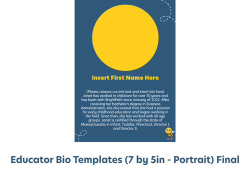 Educator Bio Templates (7 by 5in - Portrait) Final