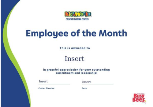 Kid Works EOM Certificate
