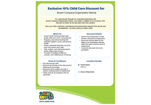 KidWorks Corporate Discount Flyer PPT Template