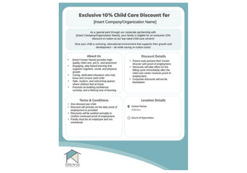 KidsNUs Corporate Discount Flyer PPT Template