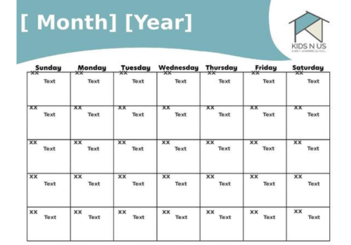KidsNUs Empty Calendar Template