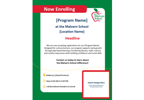 Malvern School Programs Now Enrolling Social Media Template