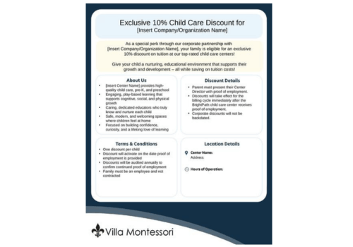 Villa Montessori Corporate Discount Flyer PPT Template