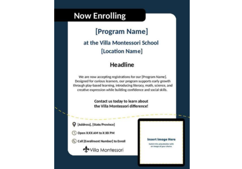 Villa Montessori Programs Now Enrolling Social Media Template