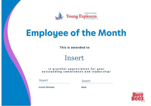 Young Explorers EOM Certificate