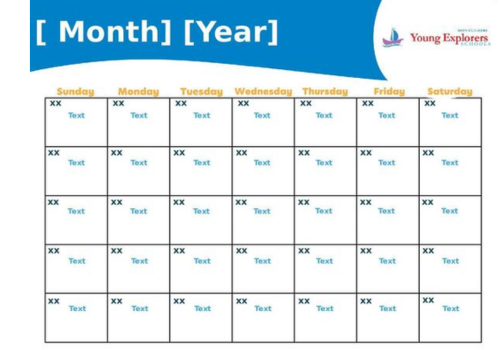 Young Explorers Empty Calendar Template