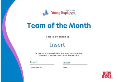 Young Explorers TOM Certificate