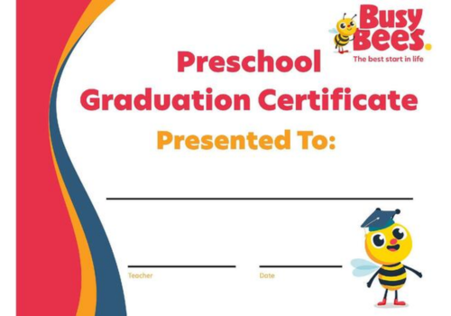 busy bees graduation certificate